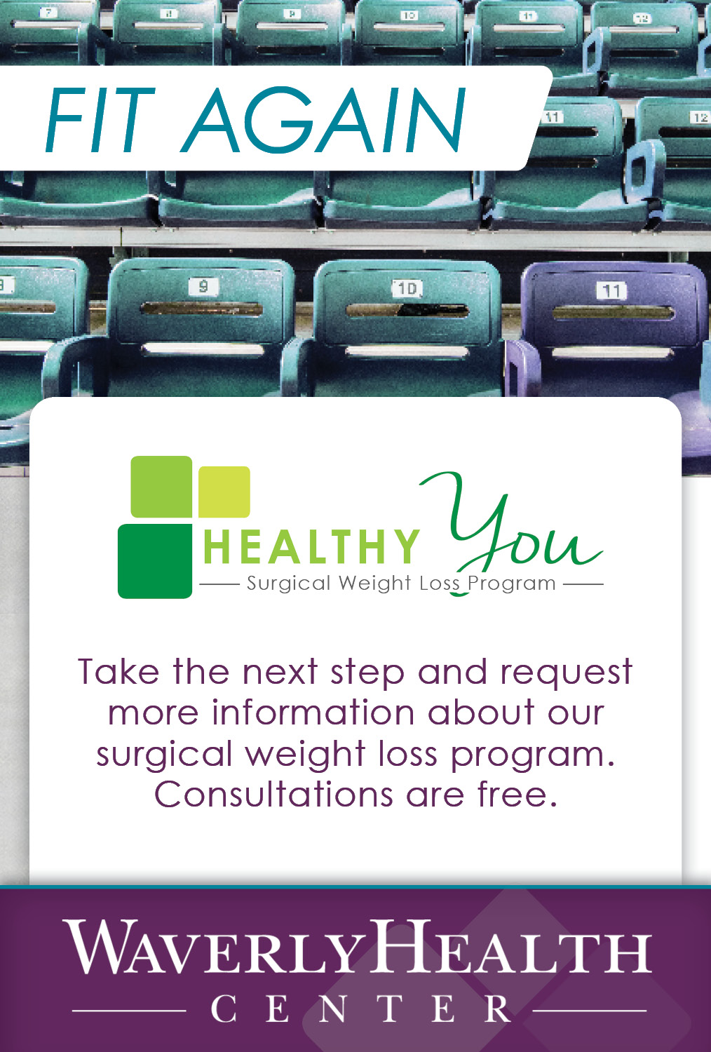 Fit Again flyer with Healthy You Surgical Weight Loss Program logo